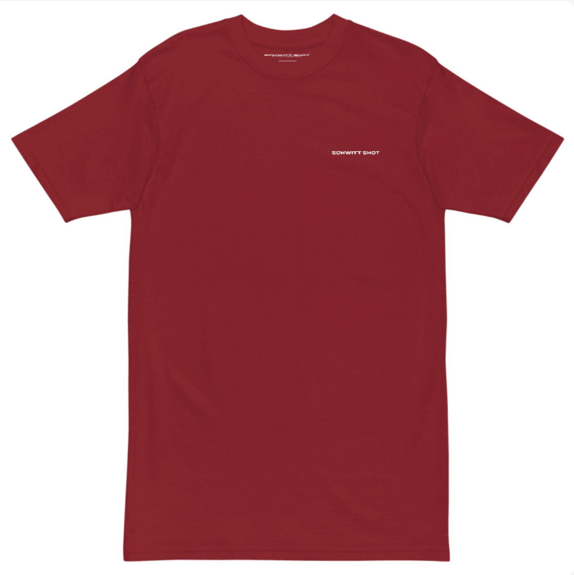 Classic brick red heavyweight tee by SCHWITT SHOT, premium quality, relaxed fit, perfect for casual outfits.