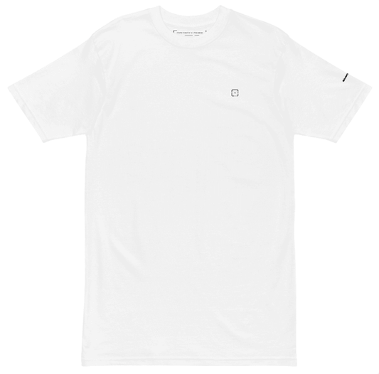 SCHWITT SHOT Classic White Premium Heavyweight Tee front view from SCHWITT-1 Collection